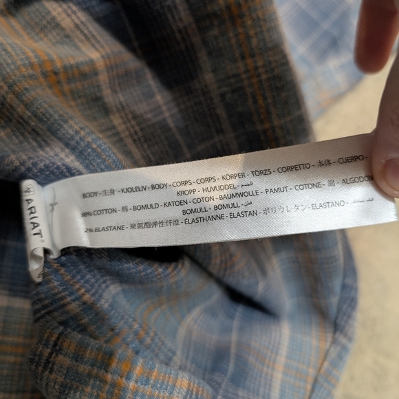 Ariat Rebar Button Down Flannel Plaid Blue Gray Long Sleeve Mens XXL - Picture 5 of 9